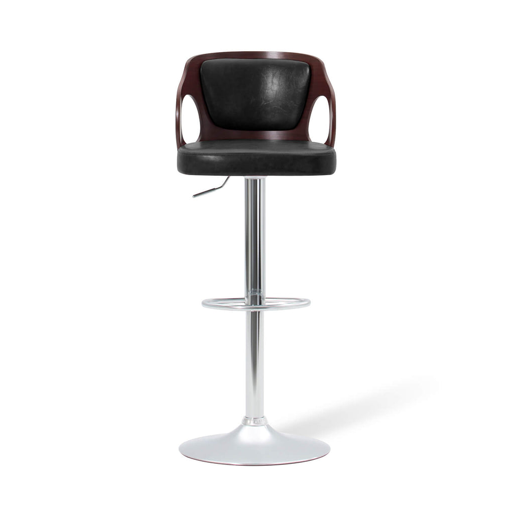 Fashionable Walnut Bentwood Adjustable Peak Bar Stool by Homall