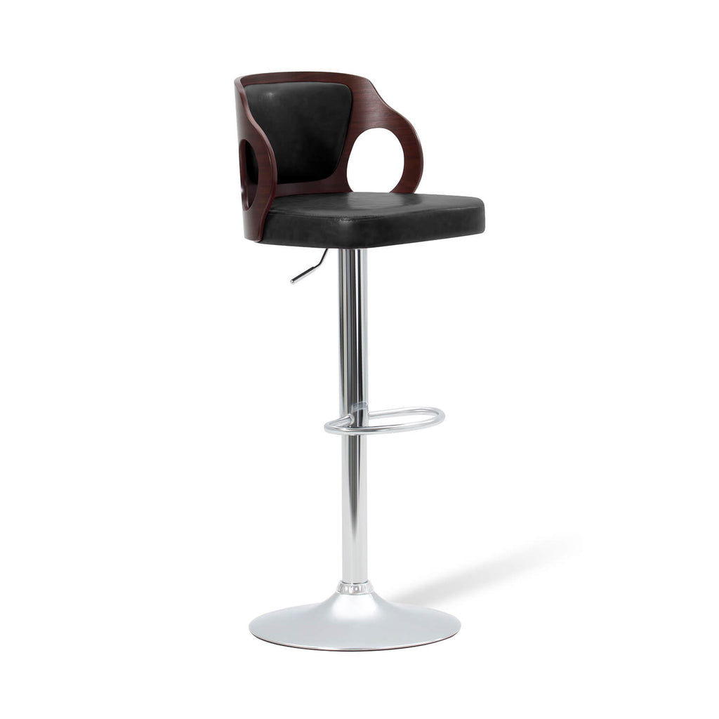 Fashionable Walnut Bentwood Adjustable Peak Bar Stool by Homall