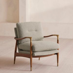 Pistachio Theodore Armchair in Textured Wool Boucle