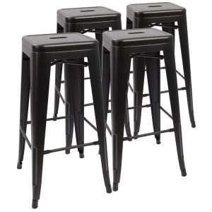 Set of 4 Homall 30-Inch Metallic Bar Stools – Excessive Backless, Stackable for Indoor and Outside Use