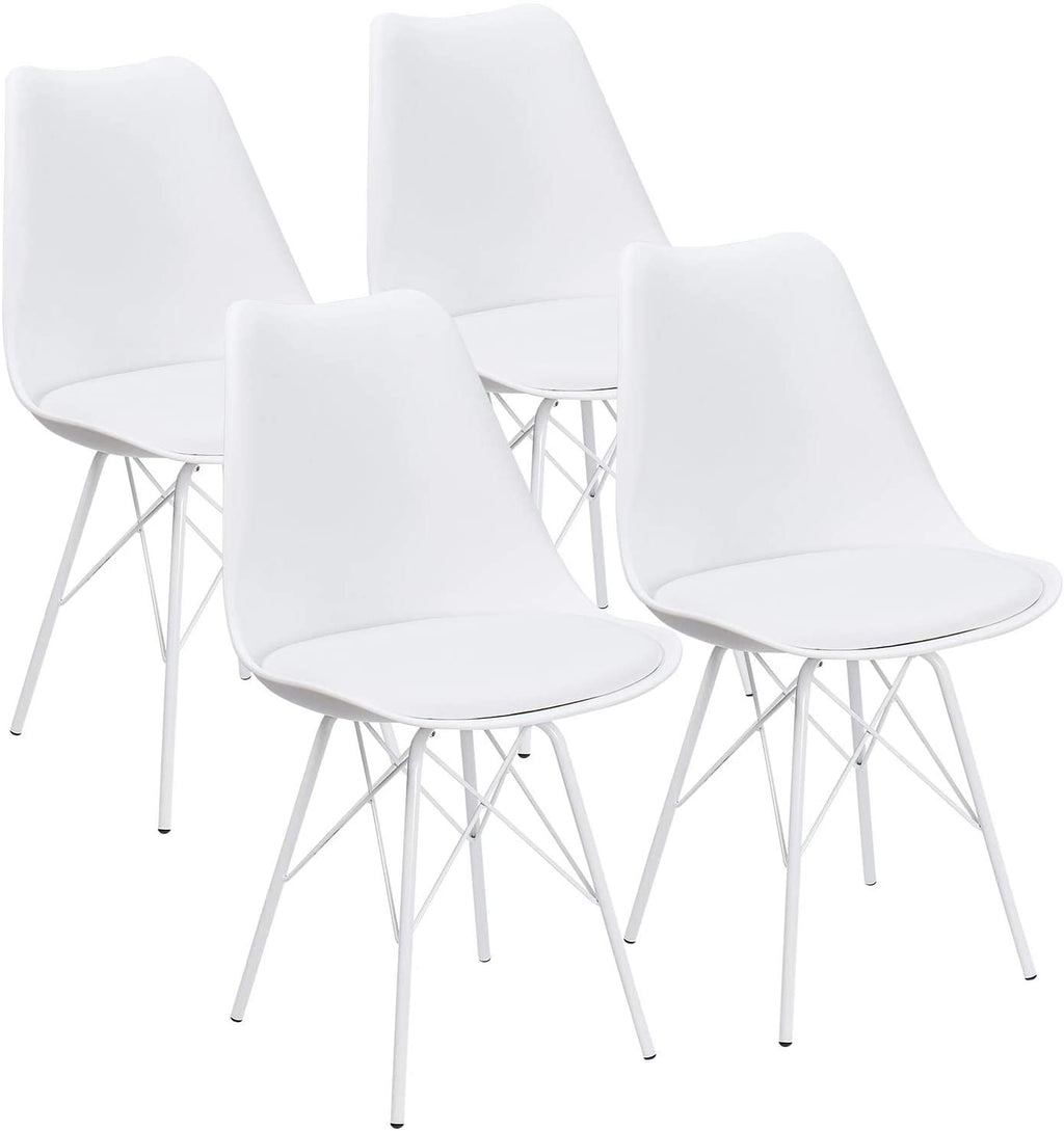 Set of 4 Homall Armless Tulip Chairs – Comfortable Padded Mid-Century Shell Eating Chairs for Kitchen