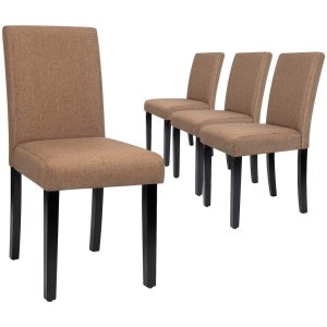 Set of 4 Homall Mid-Century Material Eating Chairs – Armless Facet Chairs for Kitchen and Residing Room with Stable Wooden Legs